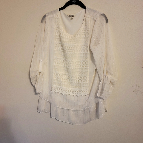 krazy kat Tops - White embellished frill top size small